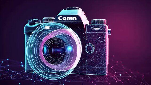 Digital Camera: A Futuristic Vision in Neon Hues