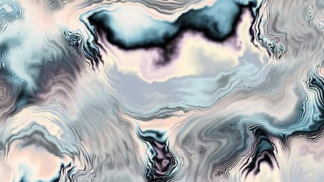 Trippy psychedelic colorful rainbow liquid marble gradient waves animation. Trendy hypnotic abstract organic ebru ripples and folds fluid art video