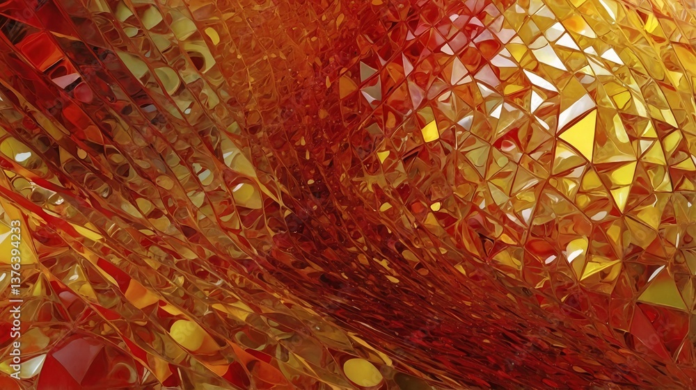 Aufkleber abstract 3d rendering of vibrant red and orange geometric shapes creating a dynamic and textured sur
