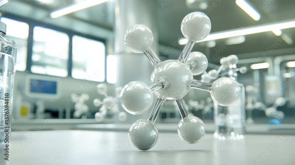 Poster gas molecules in dynamic motion laboratory setting scientific visualization modern environment macro