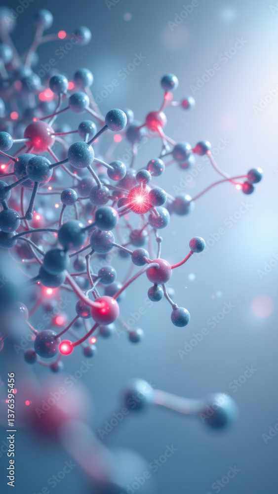 Aufkleber illustration of a glp-1 molecule with its atoms highlighted to show structure complexity.