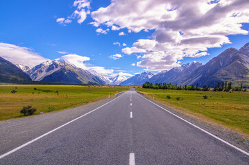 Natural landscape photography of Mount Cook road in New Zealand