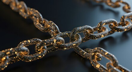Glittering Chains with Dark Background.
