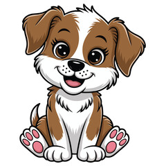 Fototapeta premium Adorable dog cartoon flat design vector illustration isolated on white Background