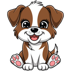 Fototapeta premium Adorable dog cartoon flat illustration vector isolated on white Background