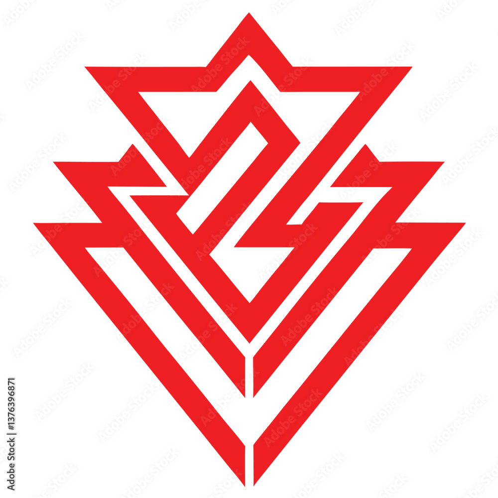 Poster vector abstract logo made with zig zag line