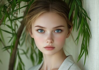 Fototapeta premium Woman Portrait Nature Background