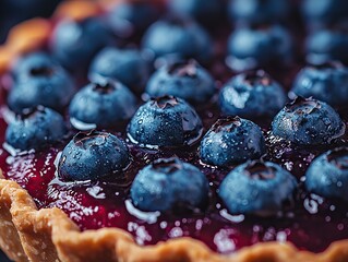 Delicious blueberry tart recipe kitchen food photography cozy atmosphere close-up culinary art