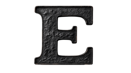 Bold letter E in black with a transparent background for design use
