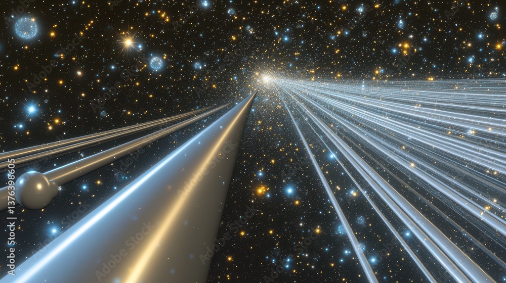 Poster dynamic light beam animation digital space animation still cosmic environment wide-angle view sci-fi