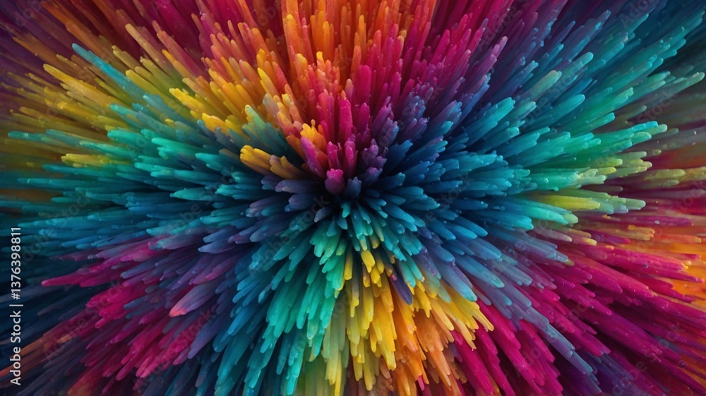 Aufkleber an explosion of vibrant colors in a striking rainbow gradient, creating a mesmerizing visual experie