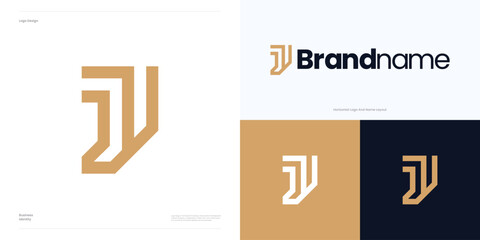 Letter J monogram logo icon design vector illustration element template editable, Creative modern geometric luxury abstract symbol initial J sign for brand identity business.