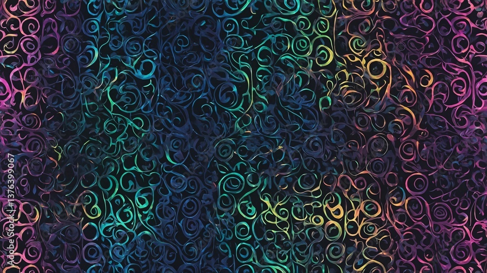Aufkleber an intricate abstract pattern filled with colorful swirling designs, creating a vibrant and dynamic 
