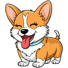 Cute Happy face corgi vector dog vector illustration