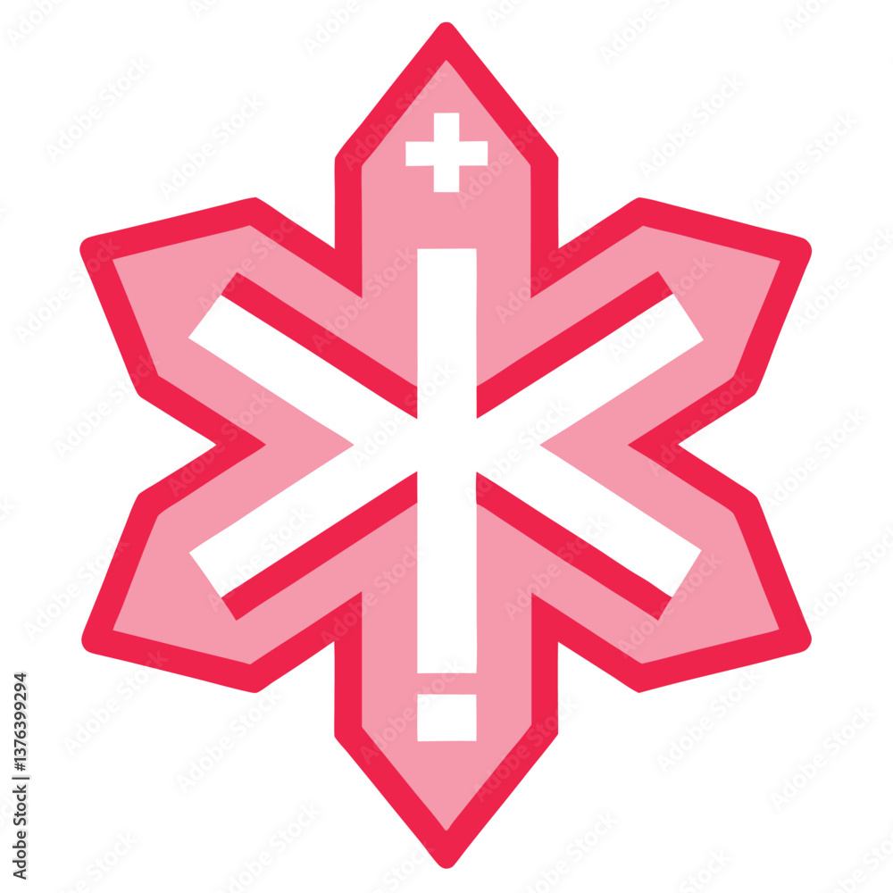 Poster vector red asterisk logo with cross