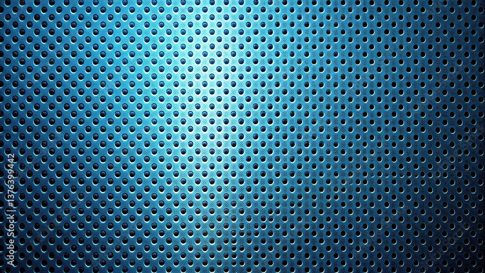 Poster abstract teal perforated metal sheet texture with circular holes and gradient lighting