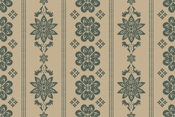 Abstract Ikat pattern embroidery border.seamless stripe pattern.Floral Pattern Trim Lace Ribbon.Design for wallpaper, wrapping paper, background, and fabric. Vector seamless pattern with decorative