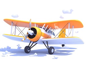 Retro Biplane Flying Cloudscape.