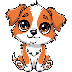 Flat illustration of cute pleasant puppy friendly character Balck background Illustration