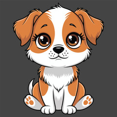 Naklejka premium Flat illustration of cute pleasant puppy friendly character Balck background vector Illustration