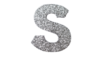 Glittery letter S with transparent background for creative designs