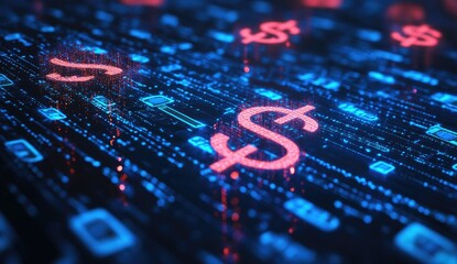 Digital currency flow.  Abstract representation of financial data