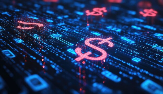 Digital currency flow.  Abstract representation of financial data