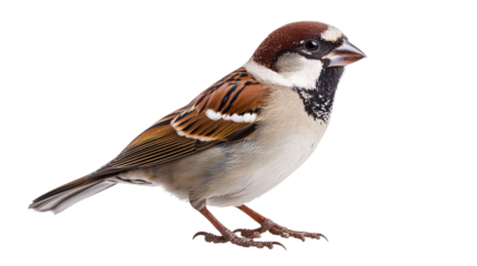 Sparrow with striking plumage on a transparent background