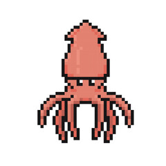 Obraz premium cute squid icon pixel art