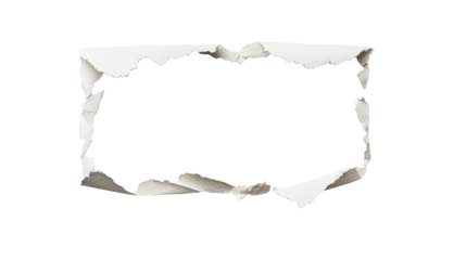Unique torn paper frame with transparent background for creative use