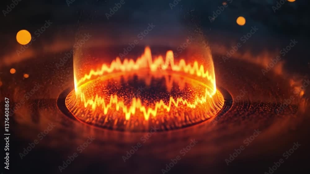 Poster abstract visualization of sound waves with vibrant colors and dynamic energy displaying the essence 