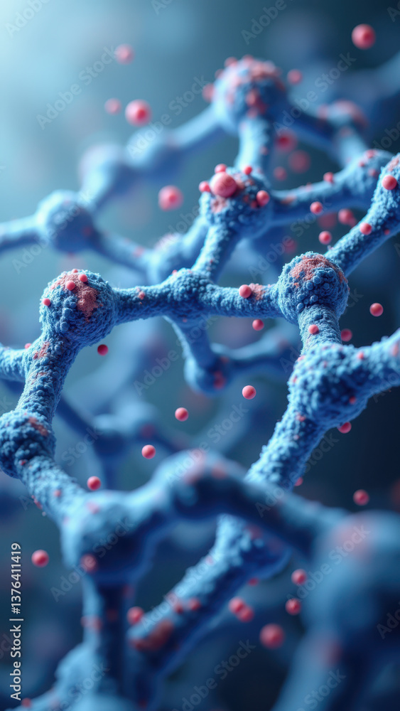 Poster glp-1 receptor structure visualization with red spheres marking functional sites, illustrating its m