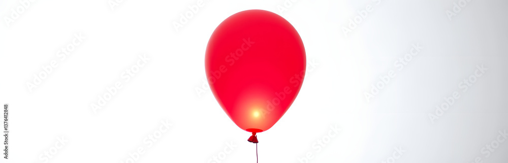 Poster a vibrant red balloon glows in the darkness with an otherworldly neon light illuminating its entire 