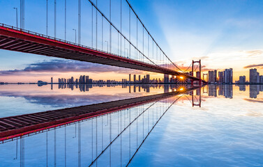 Scenic view of Wuhan Yingwuzhou Yangtze River Bridge