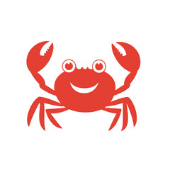 A cheerful red crab displays its expressive eyes and open claws, ready to engage playfully on a transparent background, vector