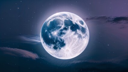 Silvery Moonlit Night with Wispy Clouds