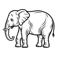 Obraz premium Elephant Herd Sketch Silhouette, Vector, Icon, Logo, White Background.
