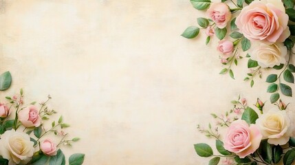 Romantic Floral Elegance Delicate Roses in Pastel Surroundings with Vintage Appeal and Textured Depth