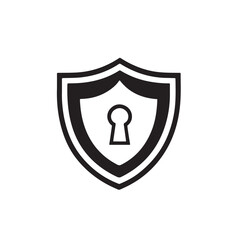 Glossy security shield icon with keyhole vector illustration