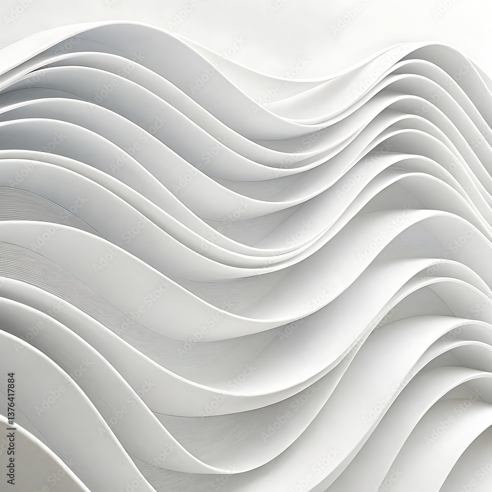 Poster abstract white waves background: minimalist modern architecture detail for smooth curves and elegant