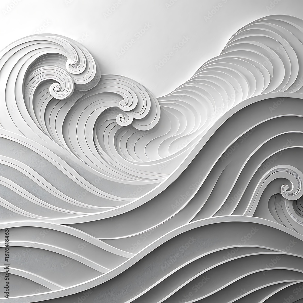 Poster abstract white waves background with elegant curves and swirls for modern design projects, artful te