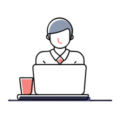 Office worker at desk with laptop