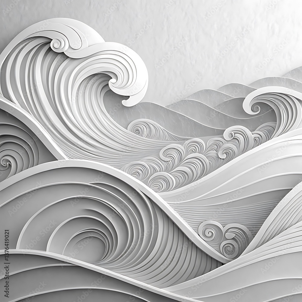 Poster abstract white waves of artistic design, elegant curve patterns for modern background and decorative