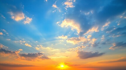 Fototapeta premium Watching a Stunning Sunrise with Clouds and Blue Sky Landscape