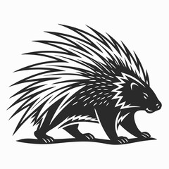 porcupine black silhouette icon vector