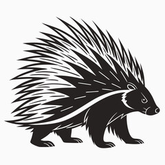 porcupine black silhouette icon vector