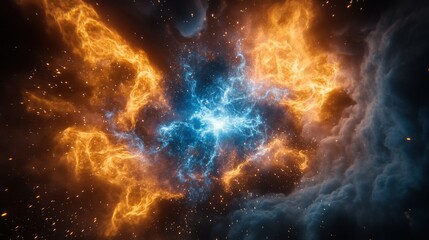 Cosmic explosion of colors outer space digital art nebula close-up universe exploration