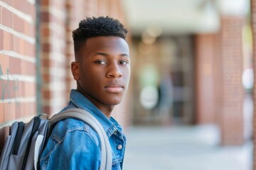 Fototapeta premium Portrait of a high school African American male student