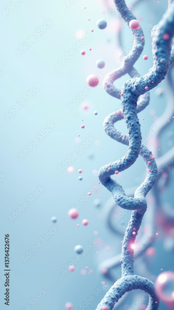 Poster stunning visual representation of glp-1 peptide molecule with vibrant colors and a dynamic backgroun