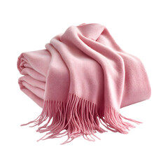 A Cashmere Throw Blanket in Soft Pink Isolated on Transparent Background